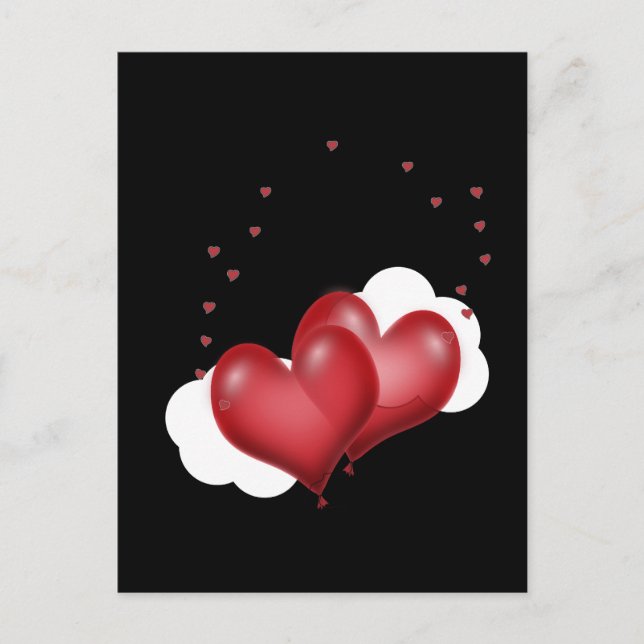 Red Balloon Hearts Postcard (Front)