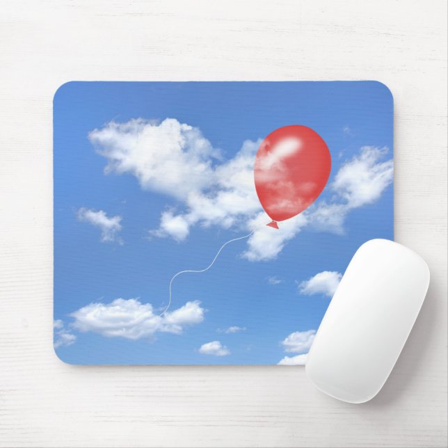 Red Balloon In Clouds Mouse Mat (With Mouse)