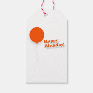 Red Balloon-Patterned Happy Birthday Gift Tags