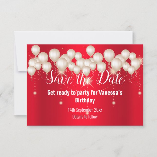 RED BALLOON SAVE THE DATE ANNOUNCEMENT (Front)