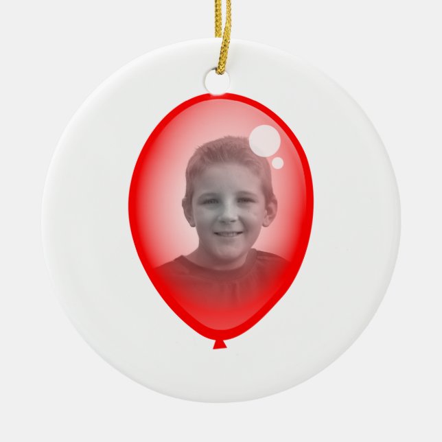 Red Balloon Template Ceramic Tree Decoration (Front)