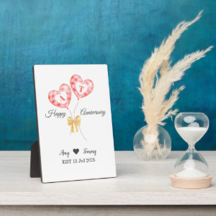Red Balloons Tied With Golden Bow Anniversary Plaque