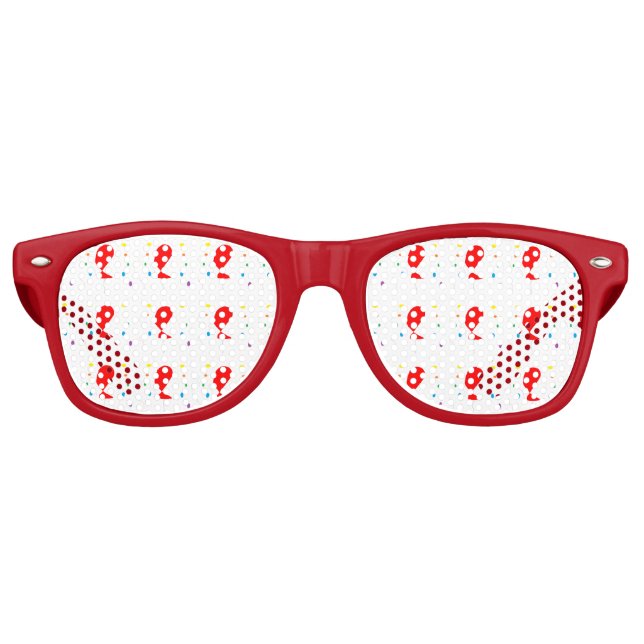 Red balloons with colourful confetti pattern retro sunglasses (Front)