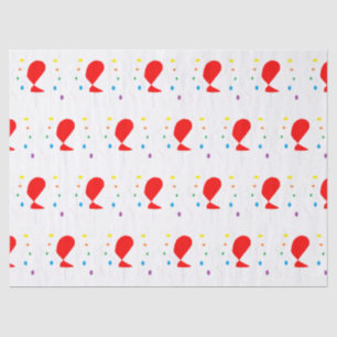 Red balloons with colourful confetti pattern tissue paper