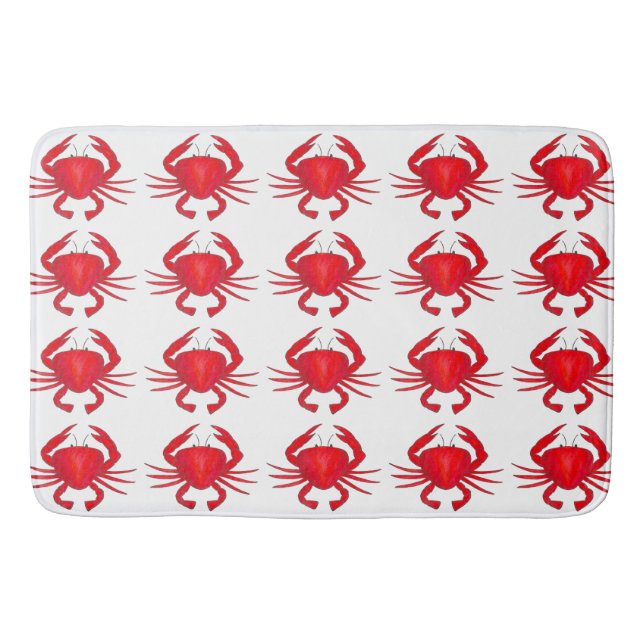 Red Baltimore Maryland Beach Bay Crab Seafood Bath Mat (Front)