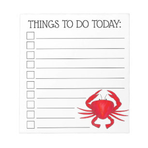 Red Baltimore Maryland Beach Bay Crab To Do List Notepad