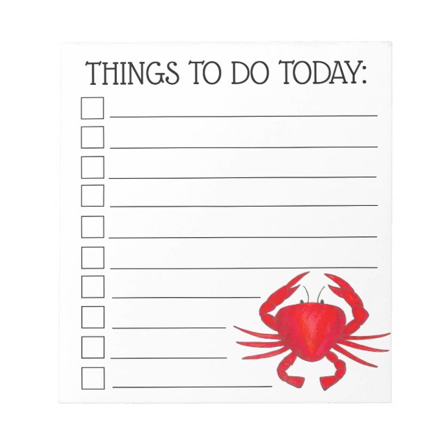 Red Baltimore Maryland Beach Bay Crab To Do List Notepad (Front)
