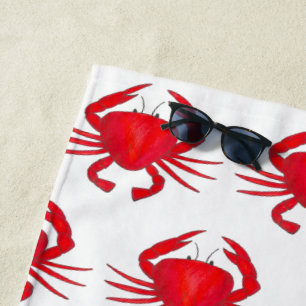 Red Baltimore Maryland Crab Beach Ocean Seafood Beach Towel