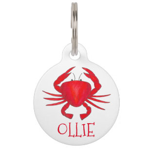 Red Baltimore Maryland Hardshell Crab Personalised Pet Tag