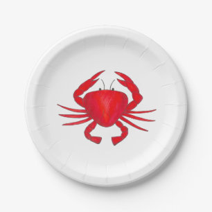 Red Baltimore MD Maryland Crab Beach Bay Seafood Paper Plate