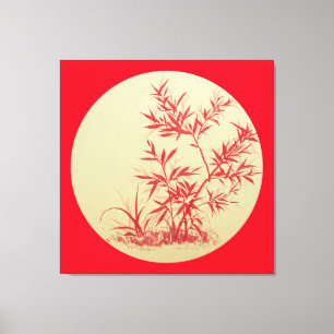 Red Bamboo - round - no Cally Canvas Print