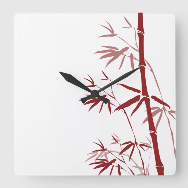 Red Bamboo Wall Clock (Front)