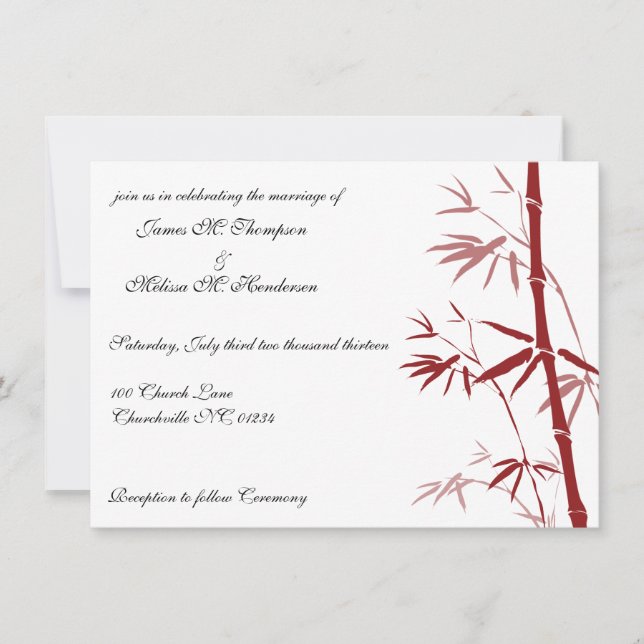 Red Bamboo Wedding Invitations (Front)