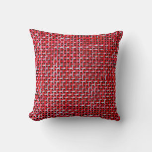 Red Bamboo Wicker Rattan Texture Cushion
