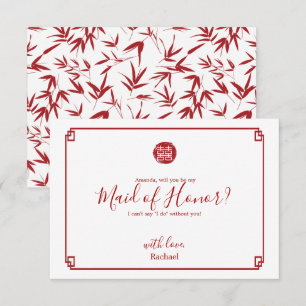 Red Bamboo Will You Be MY Maid of Honour Invitation