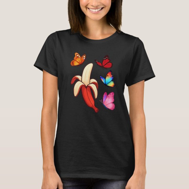 Red Banana and Butterflies T-Shirt (Front)