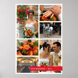 Red band 6 multi photo collage memories keepsake poster