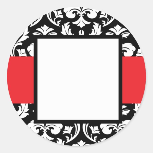 Red Band Damask Classic Round Sticker (Front)