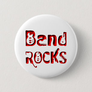 Red Band Rocks in Red 6 Cm Round Badge