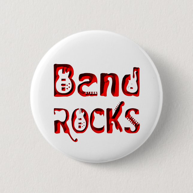 Red Band Rocks in Red 6 Cm Round Badge (Front)