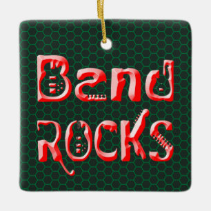 Red Band Rocks in Red Ceramic Ornament