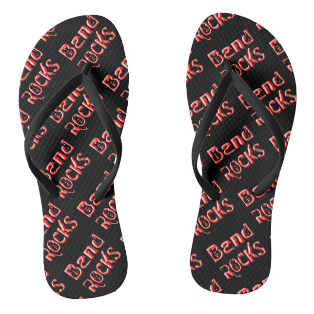 Red Band Rocks in Red Flip Flops (Footbed)