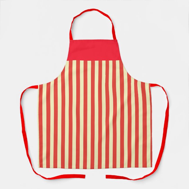 Red Band Stripe Kitchen Chef  Apron (Front)