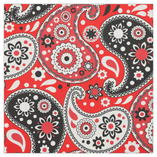 Red Bandana Country Western Farm Paisley Fabric