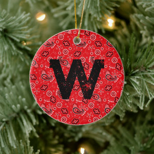 Red Bandana Rustic Modern Cowboy Ranch Colorful Ceramic Tree Decoration