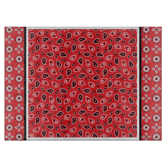 Red Bandanna Boho Prints  Cutting Board (Front)