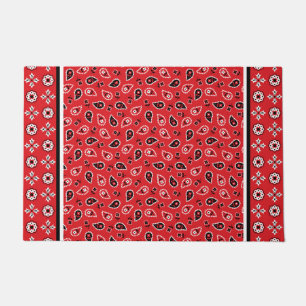 Red Bandanna Boho Prints Doormat