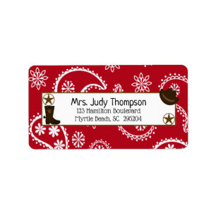 Red Bandanna Boot,Cowboy Hat Label