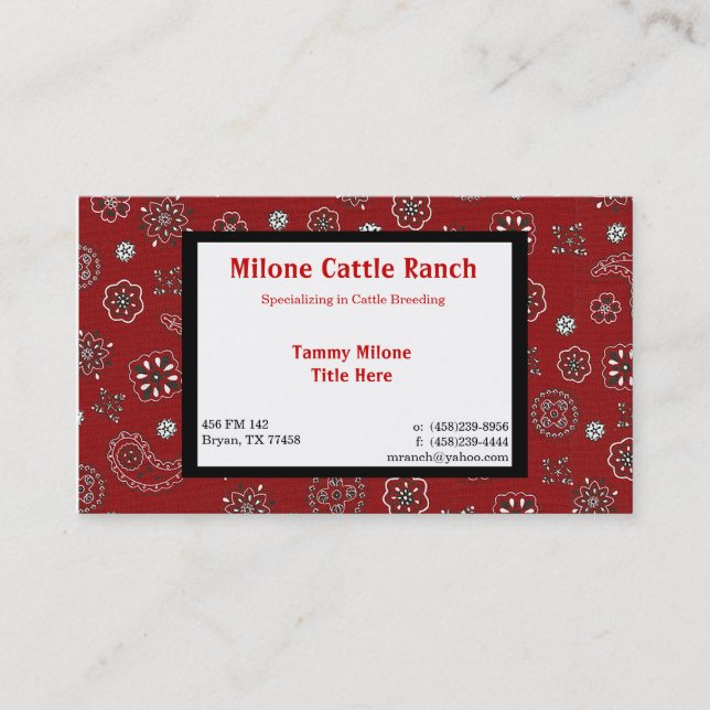 Red Bandanna Business Card (Front)