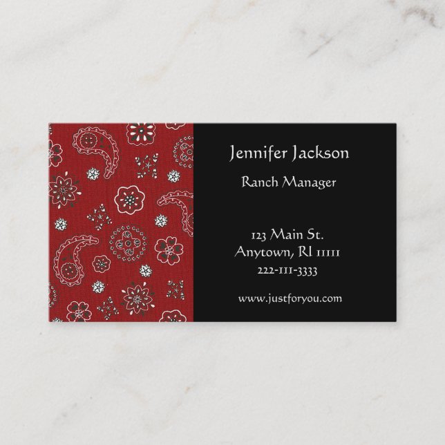 Red Bandanna Business Cards (Front)