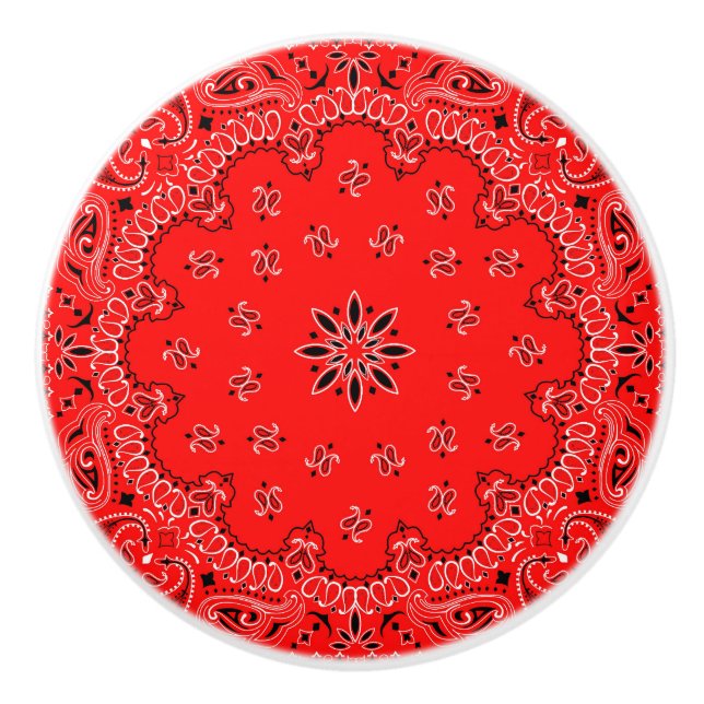 Red Bandanna Ceramic Knob (Front)