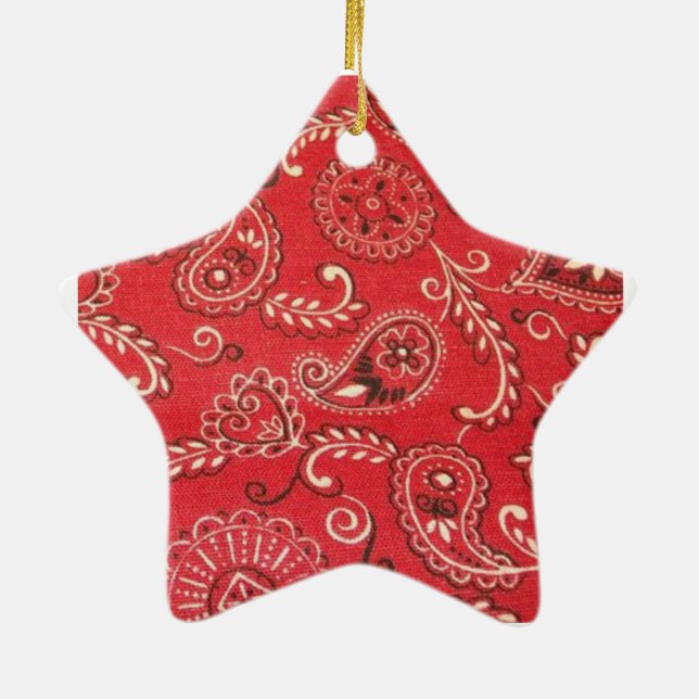 Red Bandanna Ceramic Tree Decoration (Back)