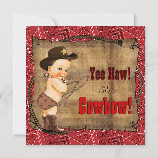 Red Bandanna Cowboy Baby Shower Invitation (Front)