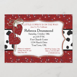 Red Bandanna Cowboy Baby Shower Invitation