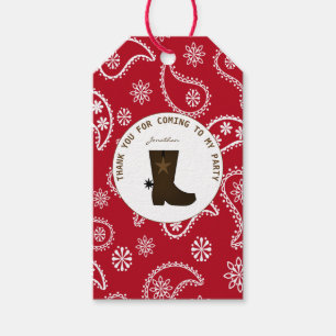     Red Bandanna Cowboy Boot Personalised Birthday Gift Tags