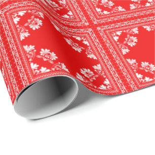 red bandanna design wrapping paper
