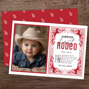 Red Bandanna First Rodeo Photo Invitation – Cowboy