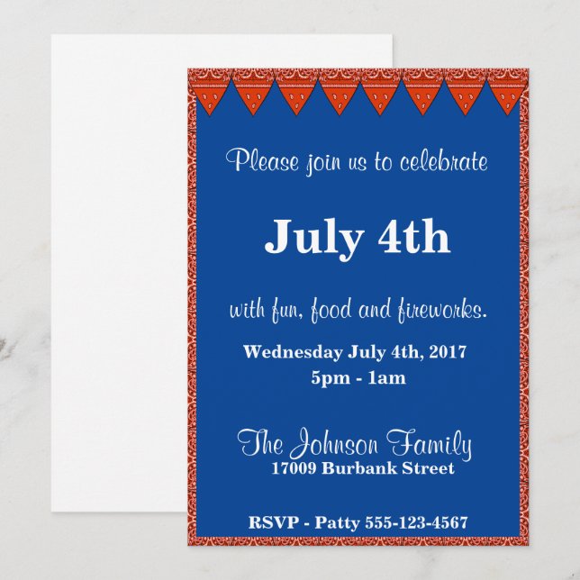 Red Bandanna Invitation Template (Front/Back)