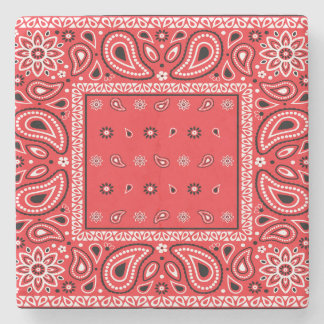 Red bandanna paisley bandanas country rap hip hop  stone coaster