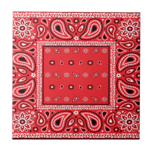 Red bandanna paisley bandanas country rap hip hop tile