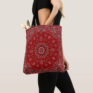 Red Bandanna Paisley Tote Bag | Everyday Carryall