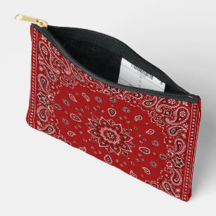 Red Bandanna Paisley Zipper Accessory Pouch 
