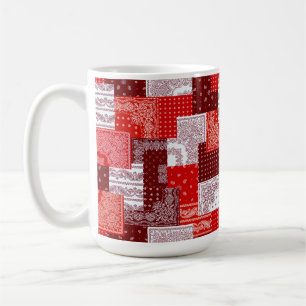 Red Bandanna Patchwork Paisley Sewing Pattern Coffee Mug