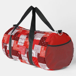 Red Bandanna Patchwork Paisley Sewing Pattern Duffle Bag
