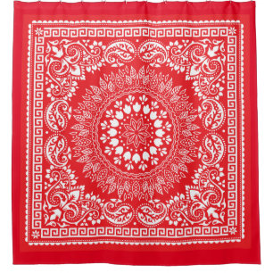 Red Bandanna Pattern-4 Shower Curtain