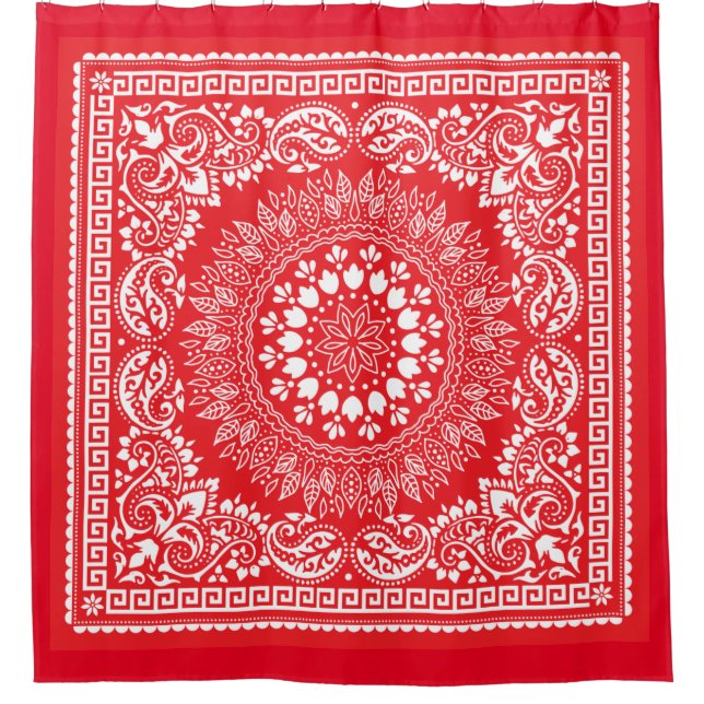 Red Bandanna Pattern-4 Shower Curtain (Front)